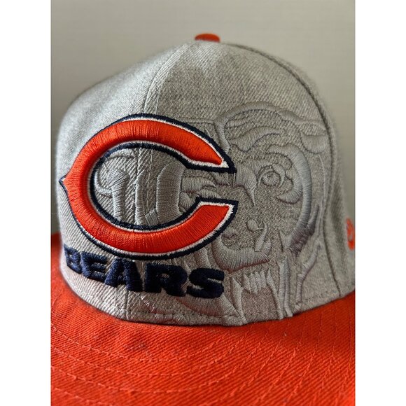 Chicago Bears 59Fifty Fitted Hat By New Era Gray & Orange NFL Embroidered Logo - Picture 2 of 6